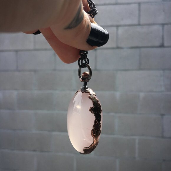 Star Rose Quartz Necklace/Reversible Spinning Amulet by Query Eve - Picture 6 of 11